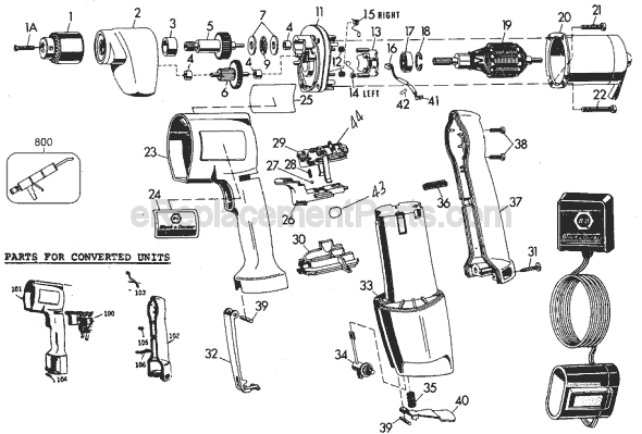 Page A Diagram and Parts List for 1941 Type 1 Black and Decker Cordless Drill